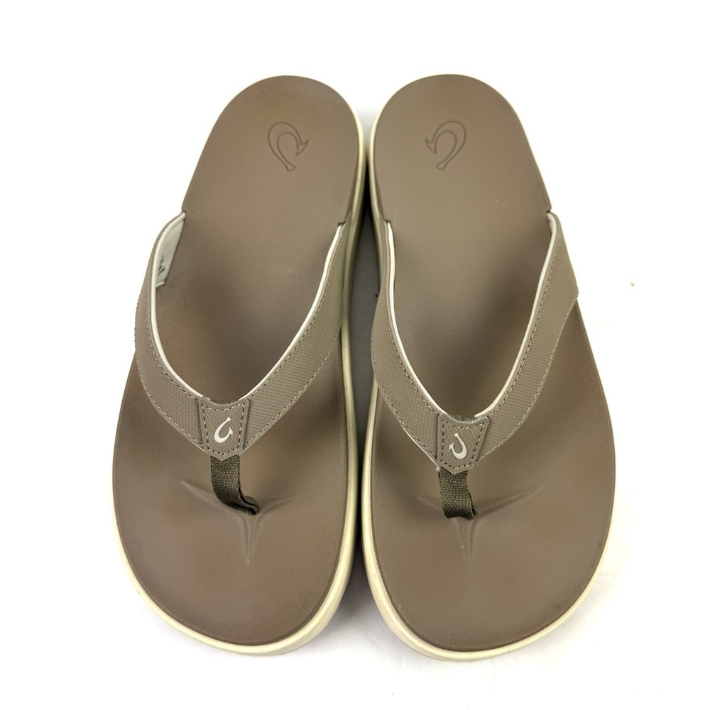 OluKai Nua Pio Flip Flops 9 Brown Sandals Womens Slip On Shoes